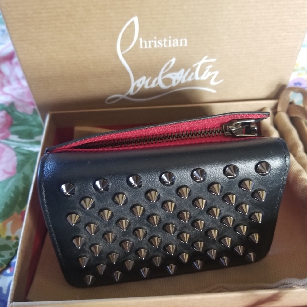 Christian Louboutin Black and Red Studded Wallet